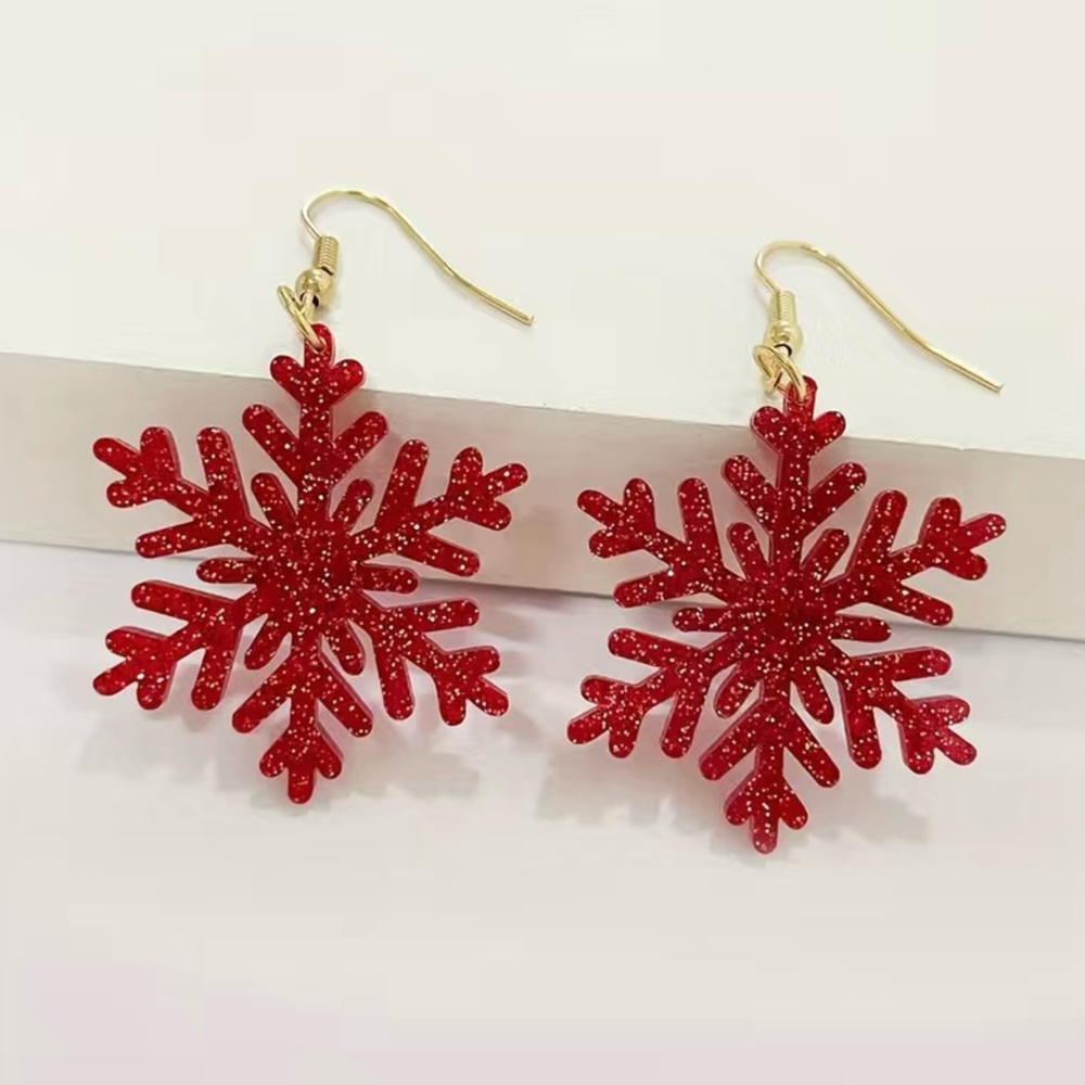 Acrylic Snowflake Dangle Earrings Christmas Ear Ornaments Winter Season